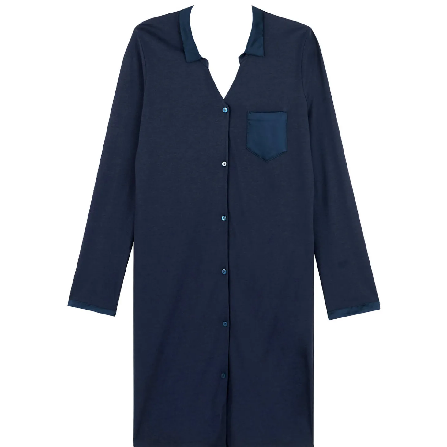 Chemise De Nuit Boutonnee En Coton Et Modal
