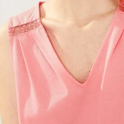Chemise De Nuit Courte Sans Manches En Coton