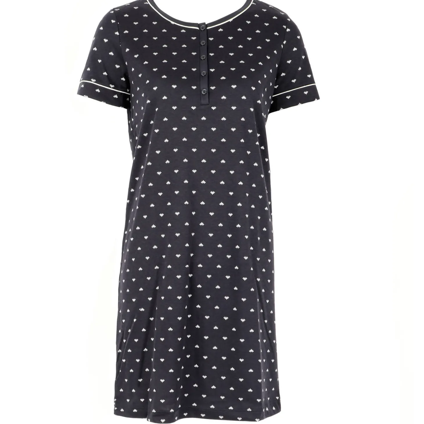 Chemise De Nuit Manches Courtes En Coton
