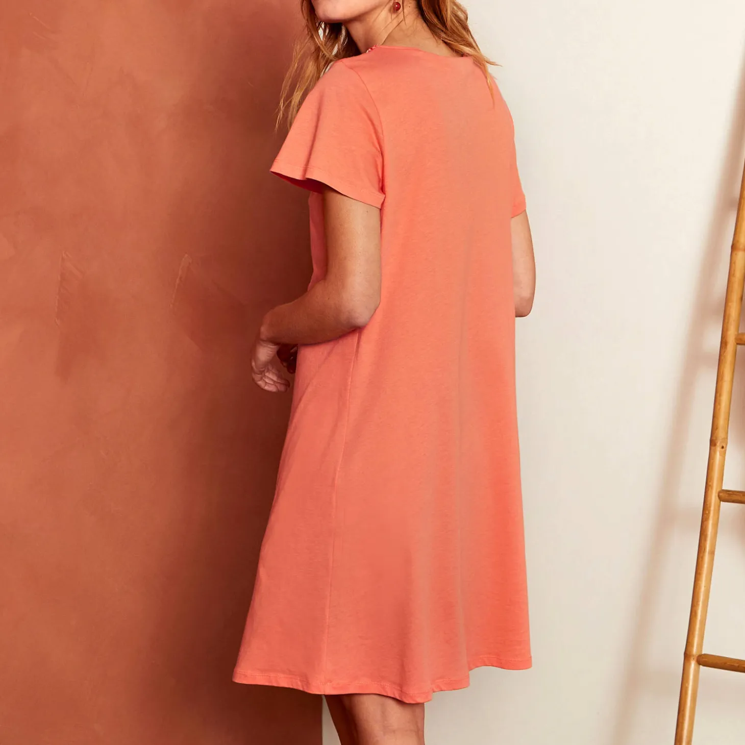 Chemise De Nuit Manches Courtes En Coton