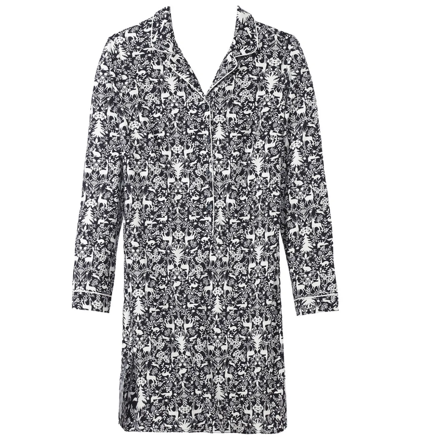 Chemise De Nuit Manches Longues En Coton