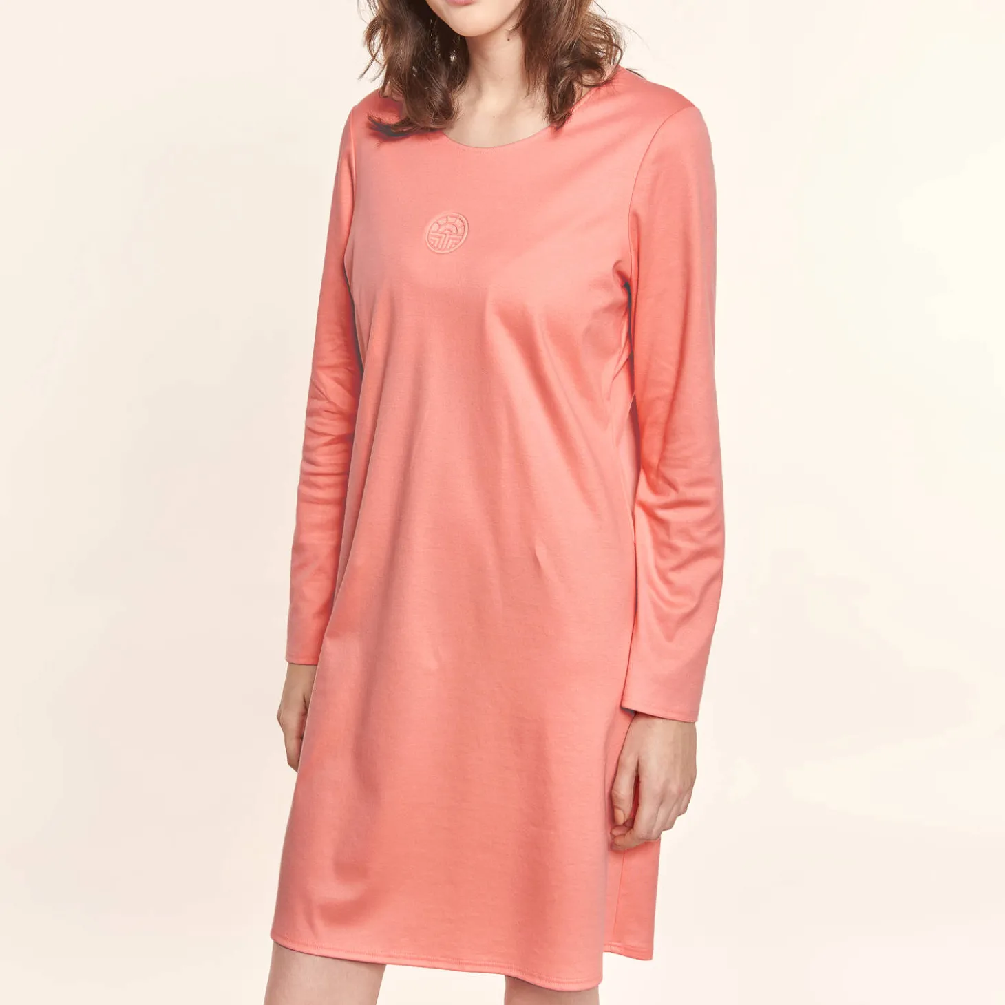 Chemise De Nuit Manches Longues En Coton