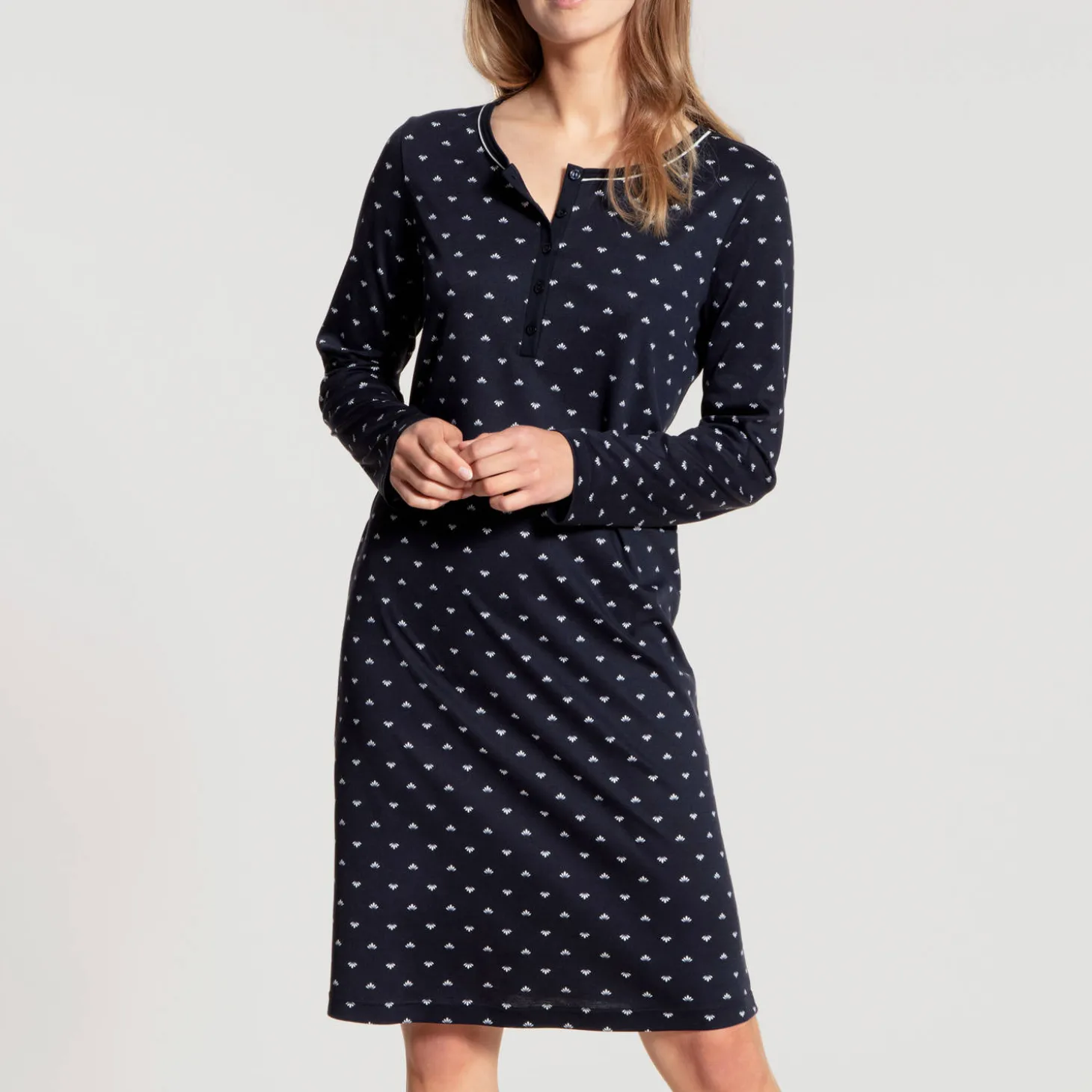 Chemise De Nuit Manches Longues En Coton
