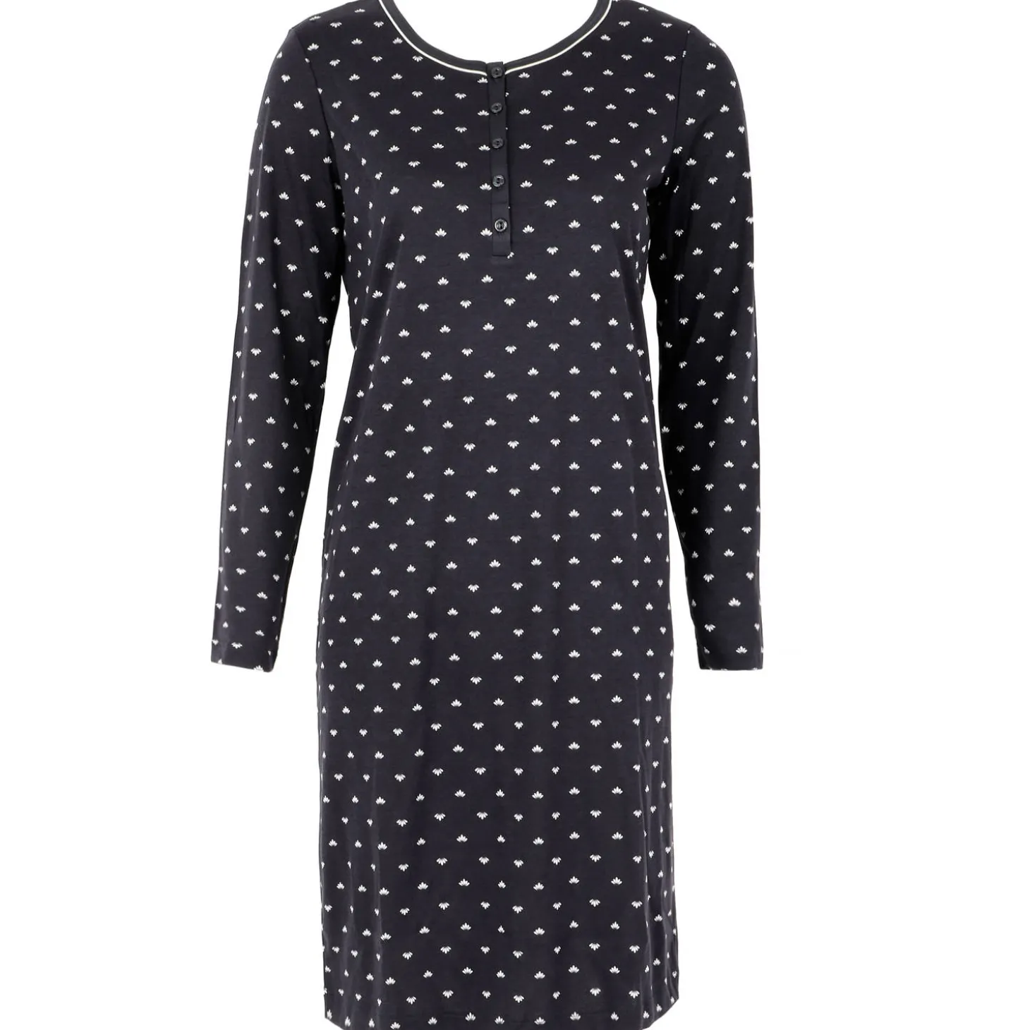 Chemise De Nuit Manches Longues En Coton