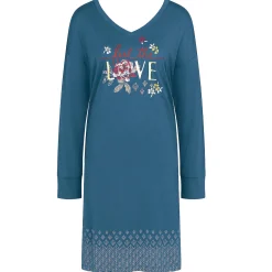 Chemise De Nuit Manches Longues Col V En Coton