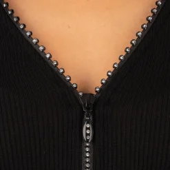 Gilet A Strass En Laine Et Soie