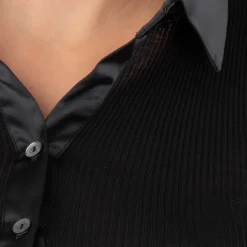 Gilet Col Chemise En Laine Et Soie