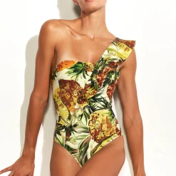 Maillot De Bain 1 Pièce Bustier Asymetrique Sans Armatures