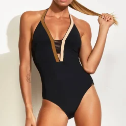 Maillot De Bain 1 Pièce Decollete Plongeant Sans Armatures