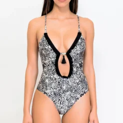 Maillot De Bain 1 Pièce Decollete Plongeant Sans Armatures