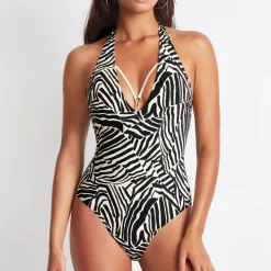 Maillot De Bain 1 Pièce Decollete Plongeant Sans Armatures