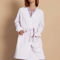 Peignoir Court En Polaire Et Satin