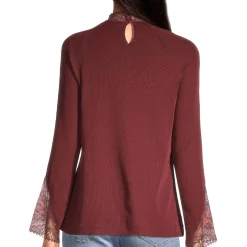 Pull Col Brode En Laine Et Soie