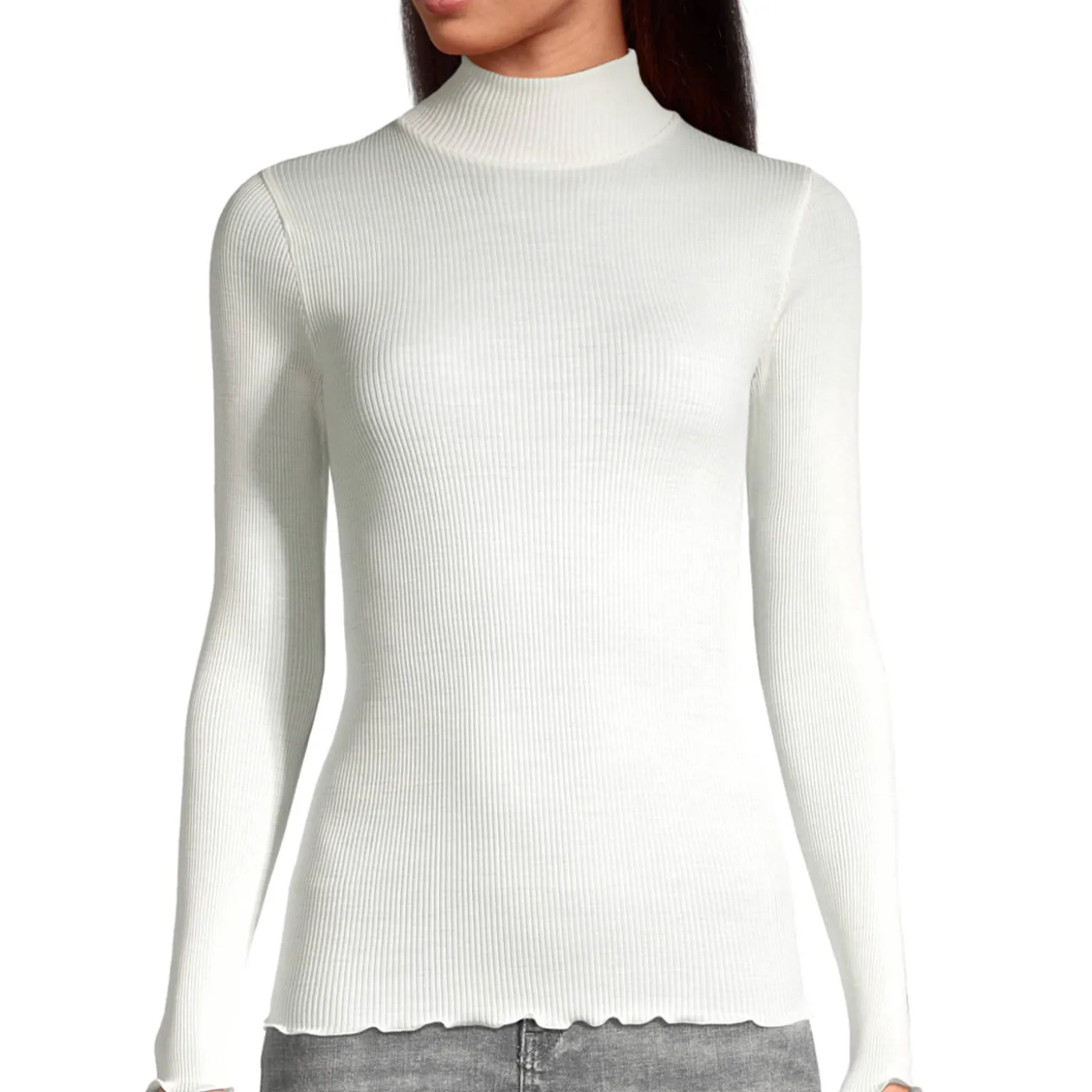 Pull Col Cheminee En Laine Merinos Et Soie