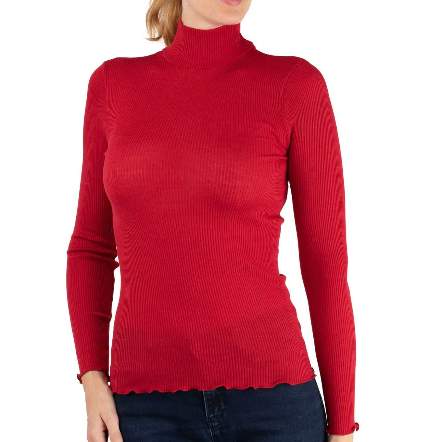 Pull Col Cheminee En Laine Merinos Et Soie