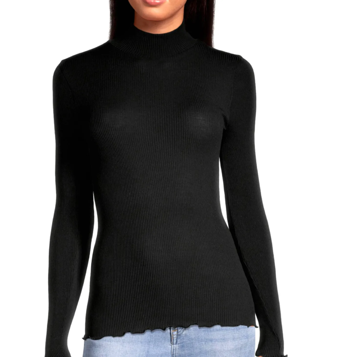 Pull Col Cheminee En Laine Merinos Et Soie