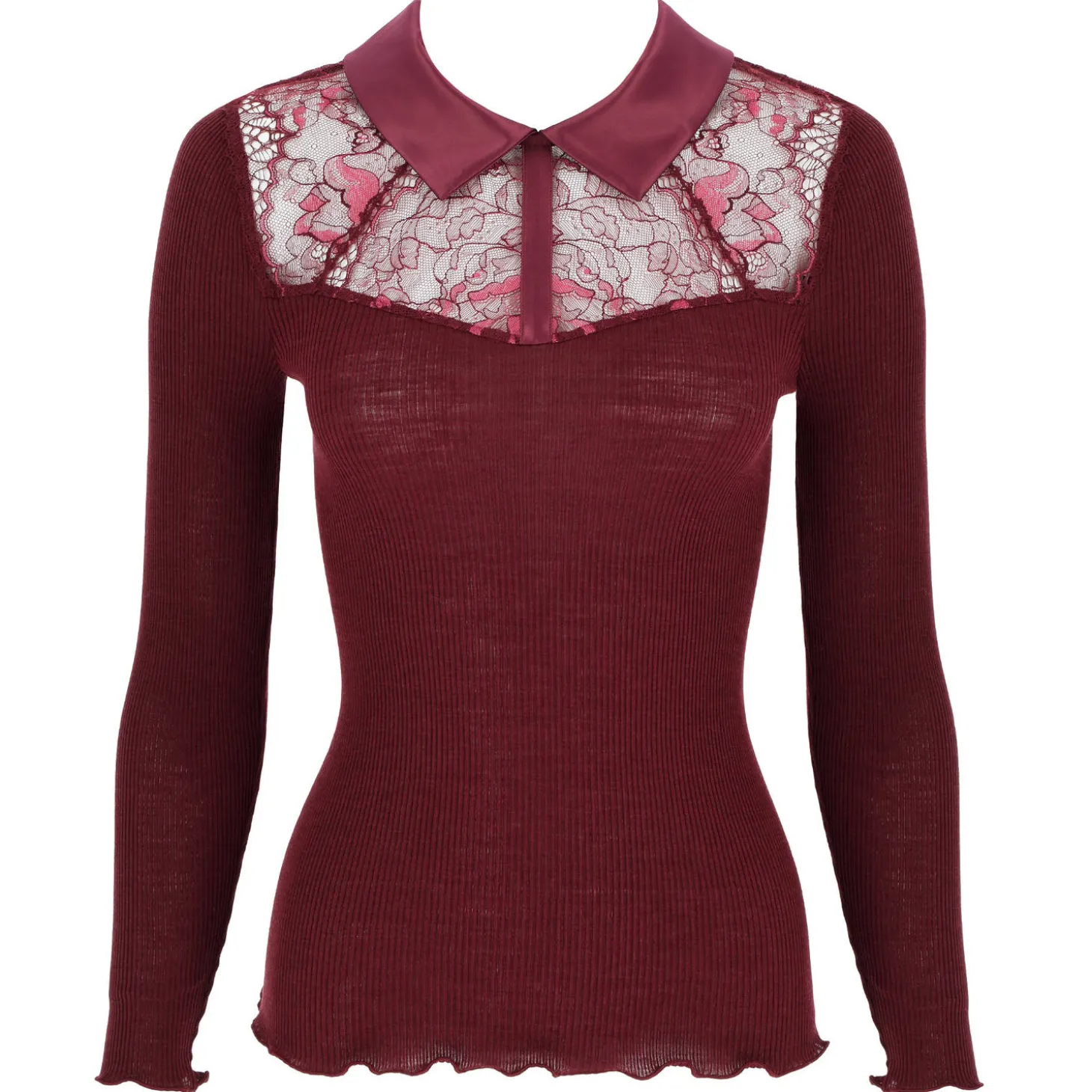 Pull Col Chemise En Laine Et Soie