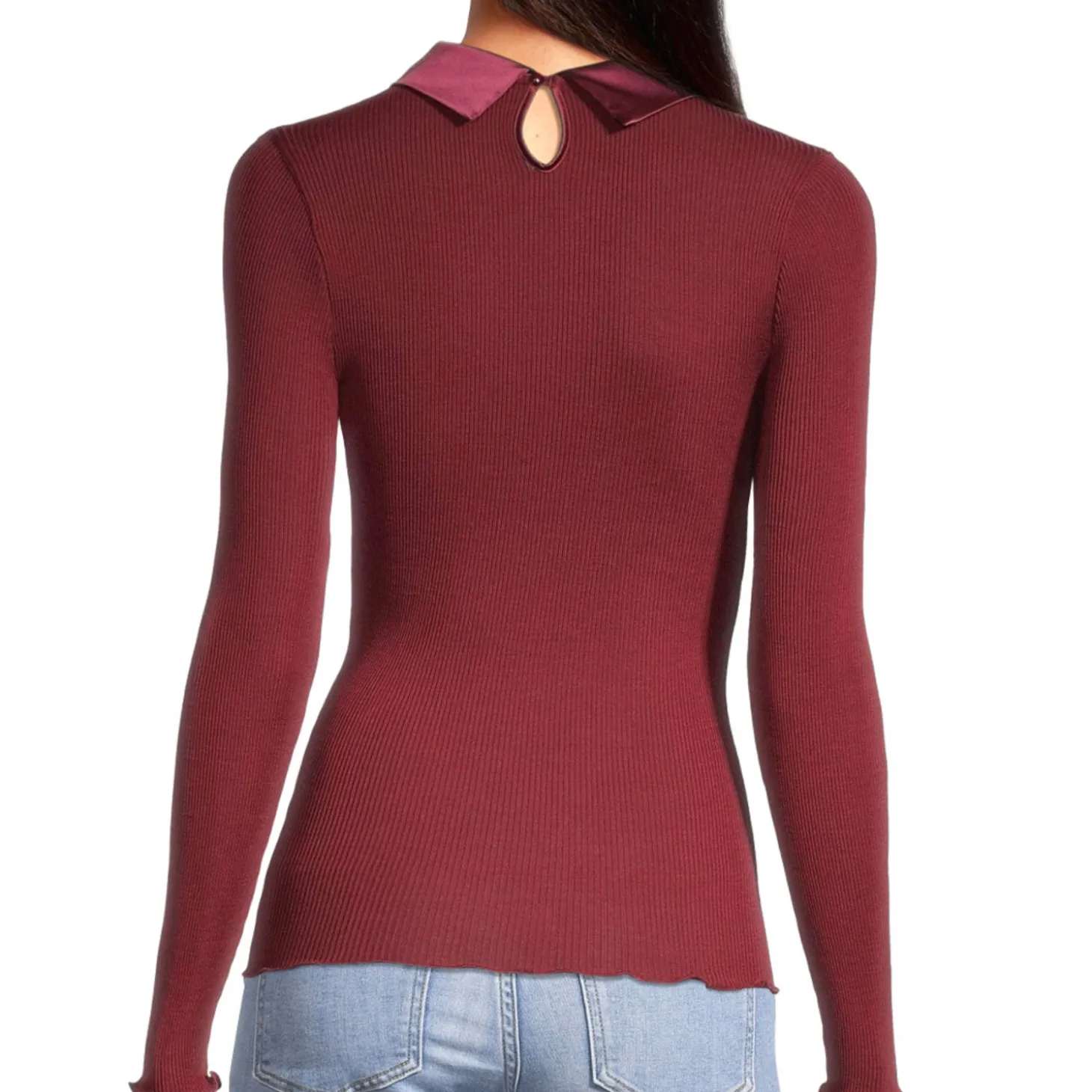 Pull Col Chemise En Laine Et Soie