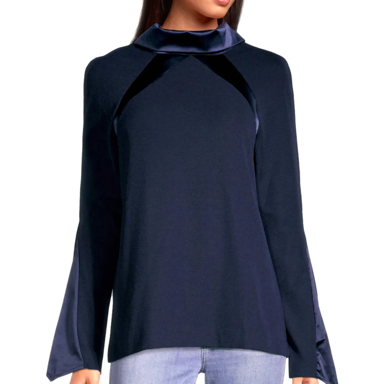 Pull Col Montant En Laine Et Soie