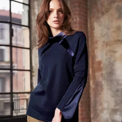 Pull Col Montant En Laine Et Soie