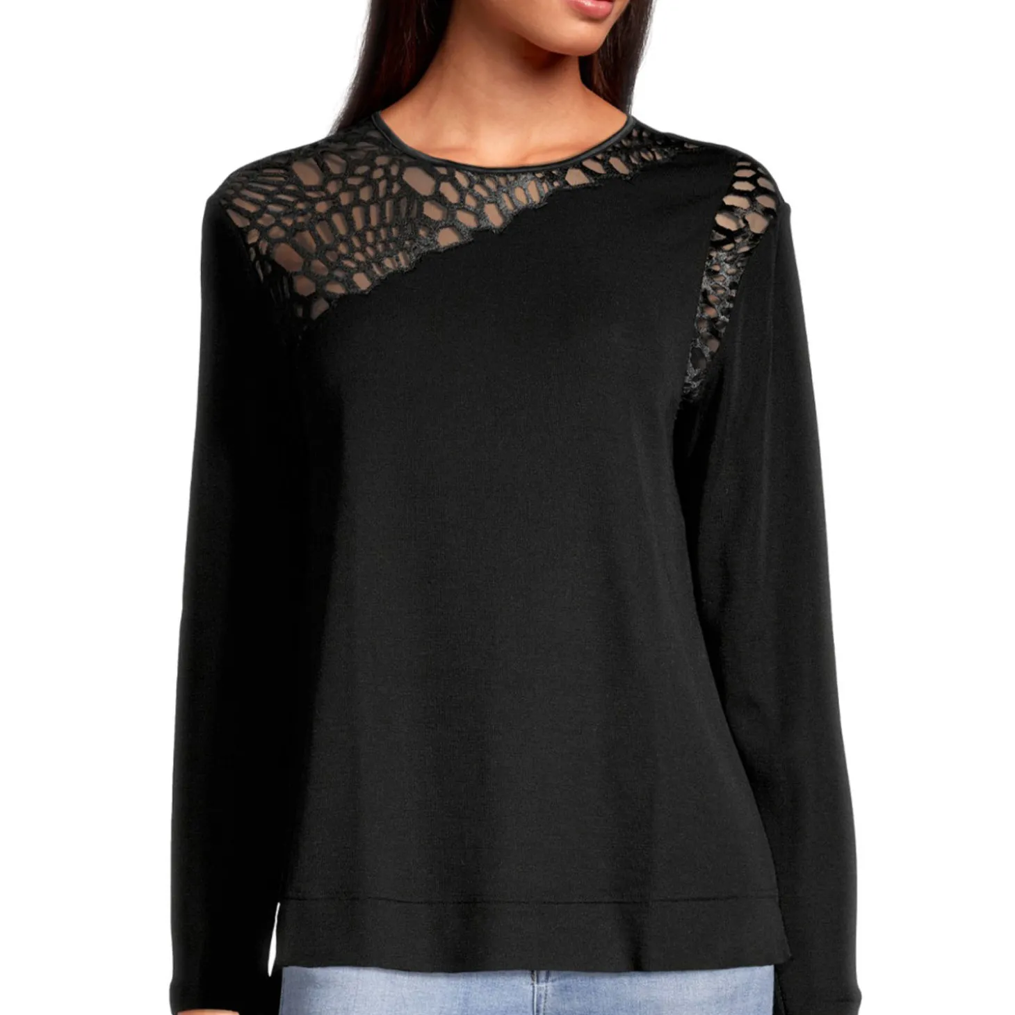 Pull Col Rond En Laine Et Soie