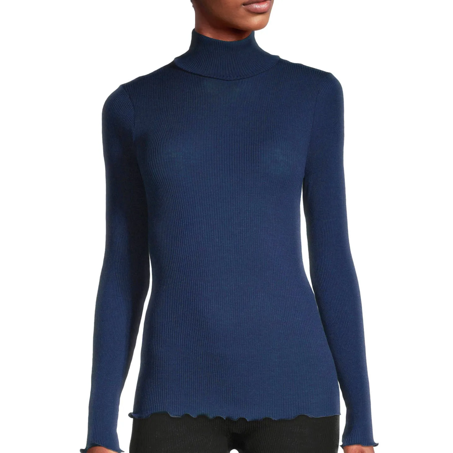 Pull Col Roule En Laine Merinos Et Soie