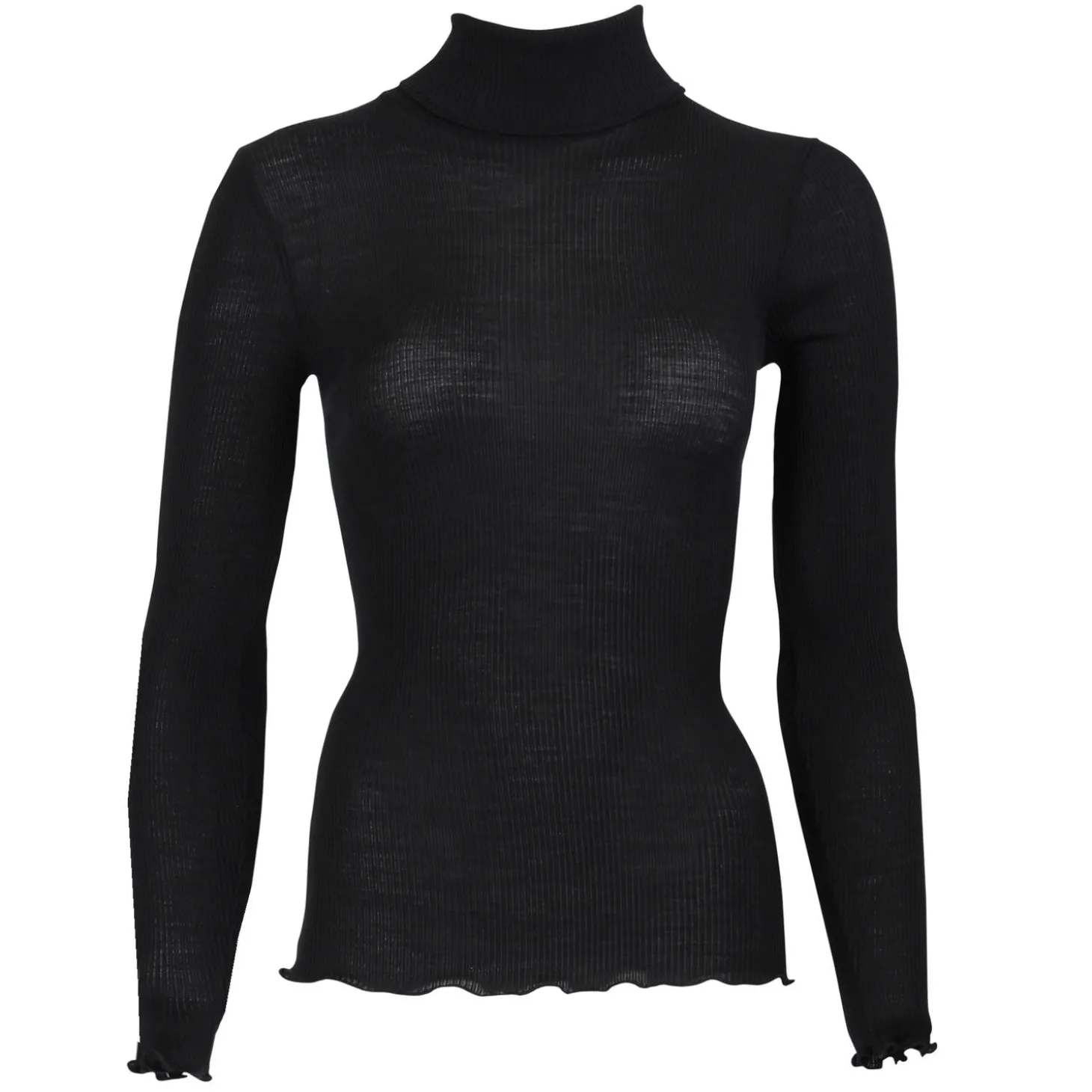 Pull Col Roule En Laine Merinos Et Soie