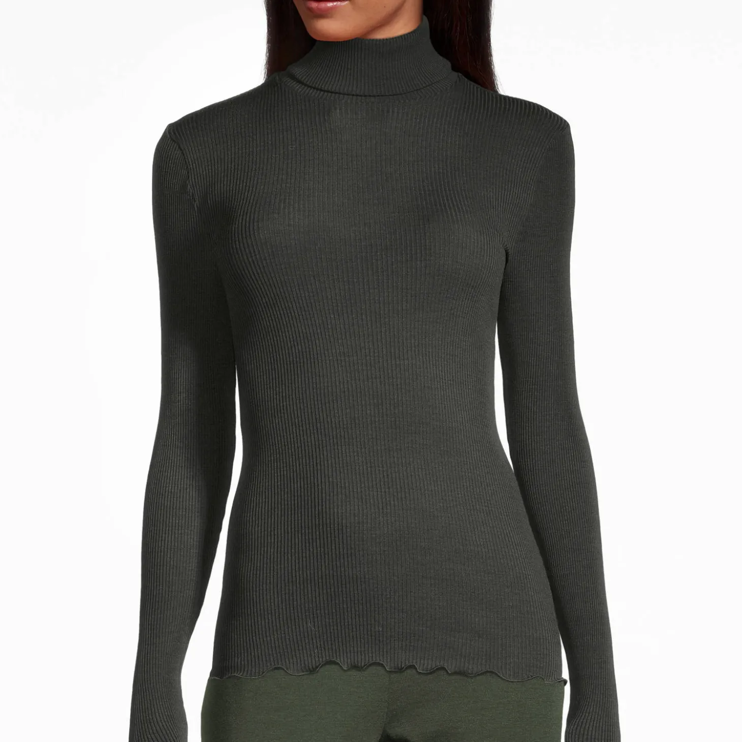 Pull Col Roule En Laine Merinos Et Soie