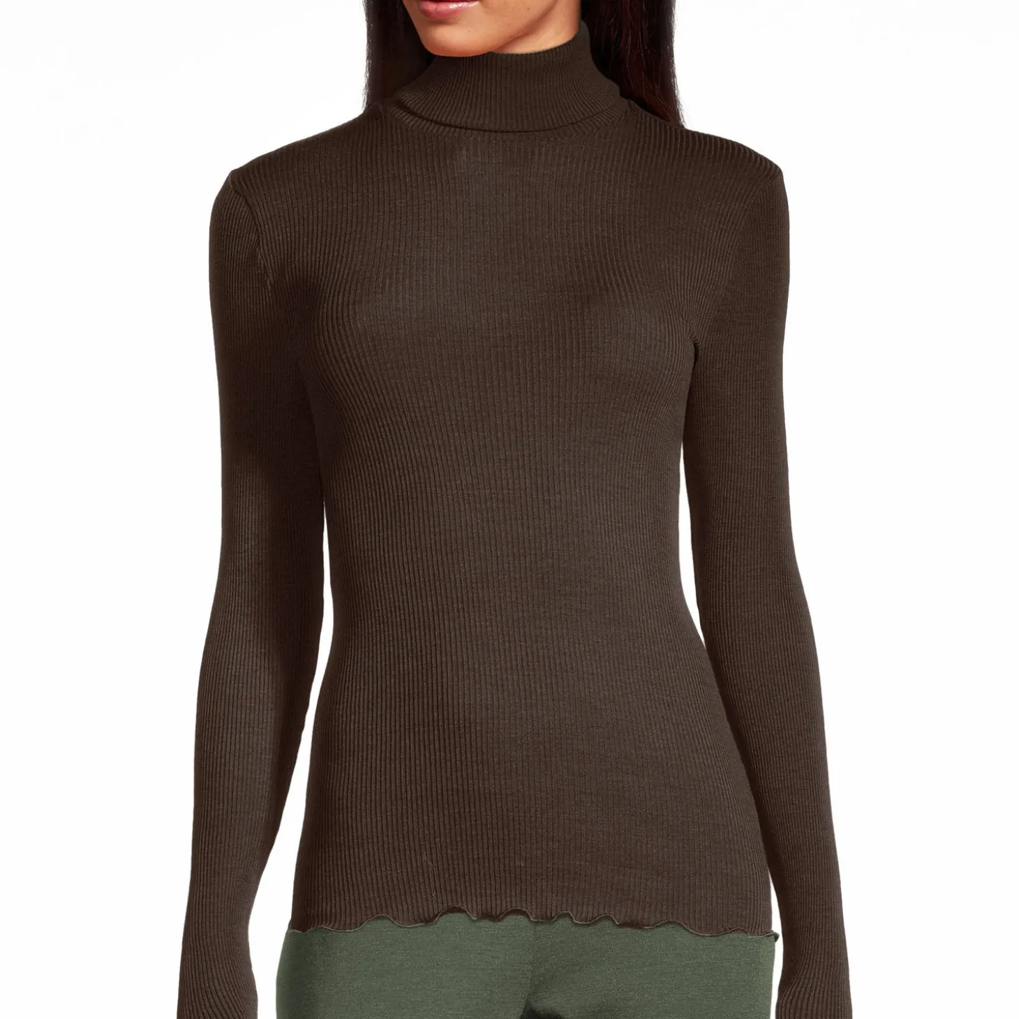 Pull Col Roule En Laine Merinos Et Soie