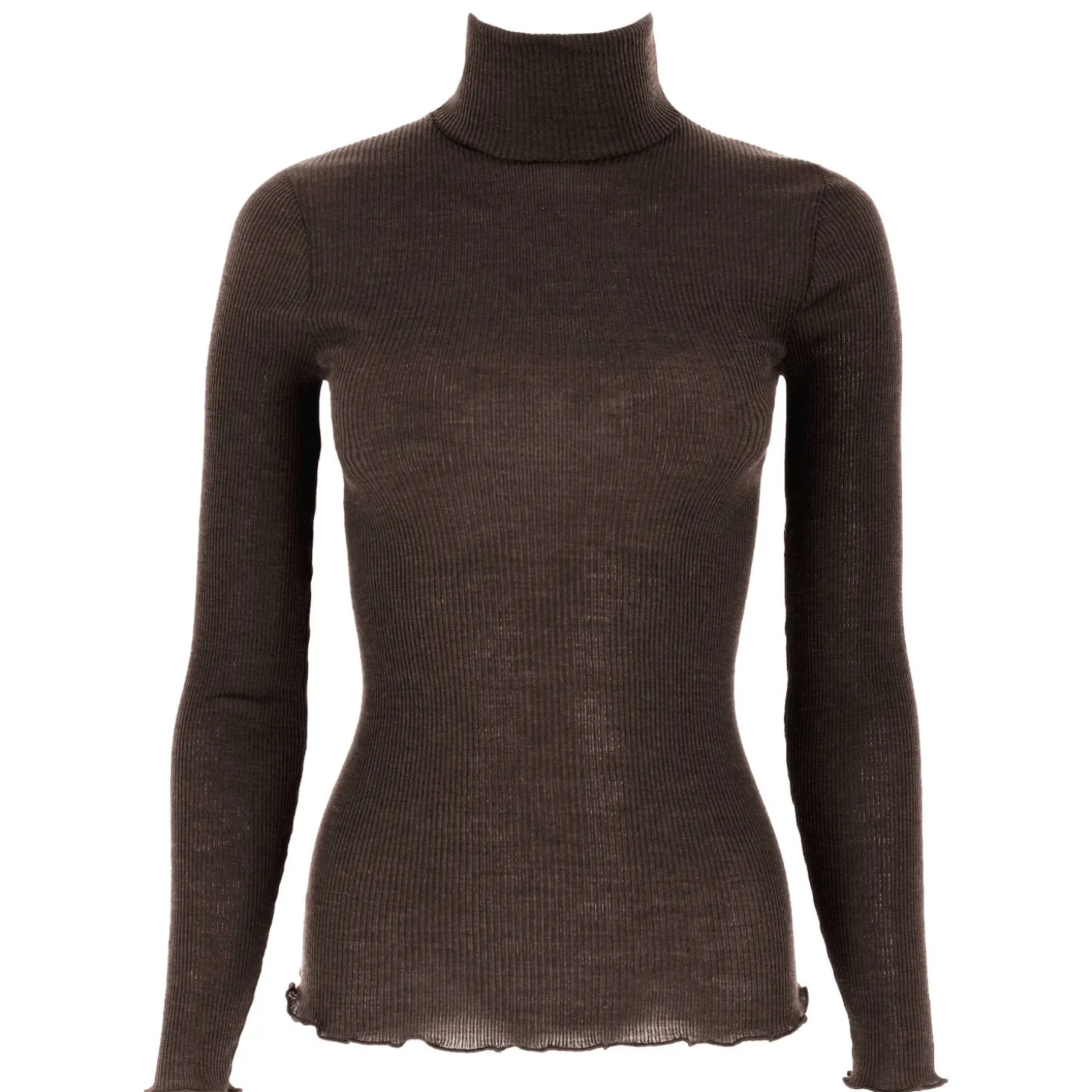 Pull Col Roule En Laine Merinos Et Soie