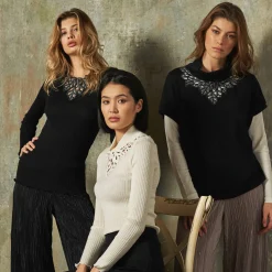 Pull Manches Courtes En Laine Et Soie
