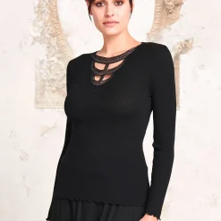 Pull Manches Longues En Laine Et Soie