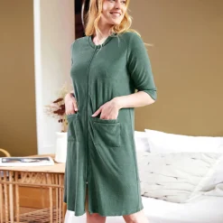 Robe De Chambre Zippee En Coton