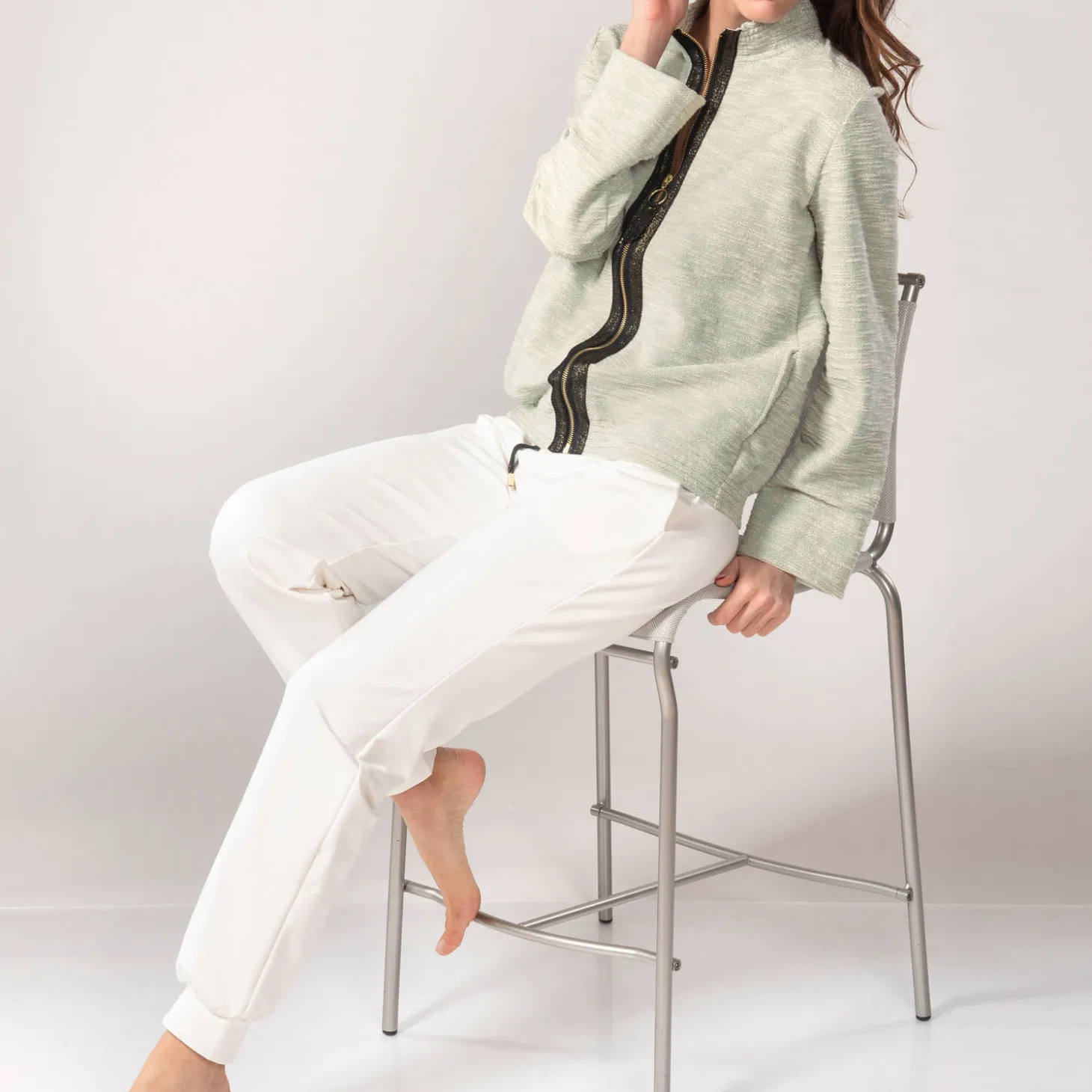 Sweat Zippe Lurex En Coton