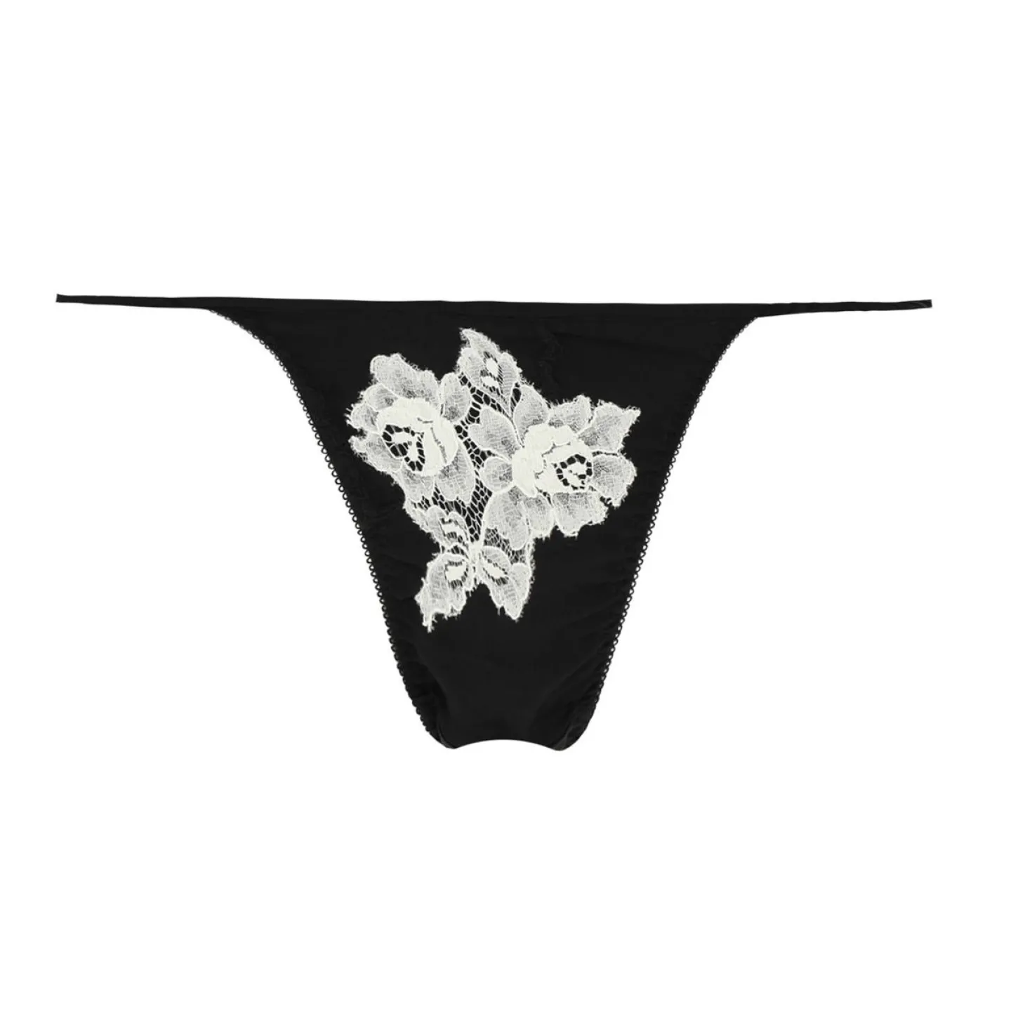 Tanga En Soie Et Dentelle