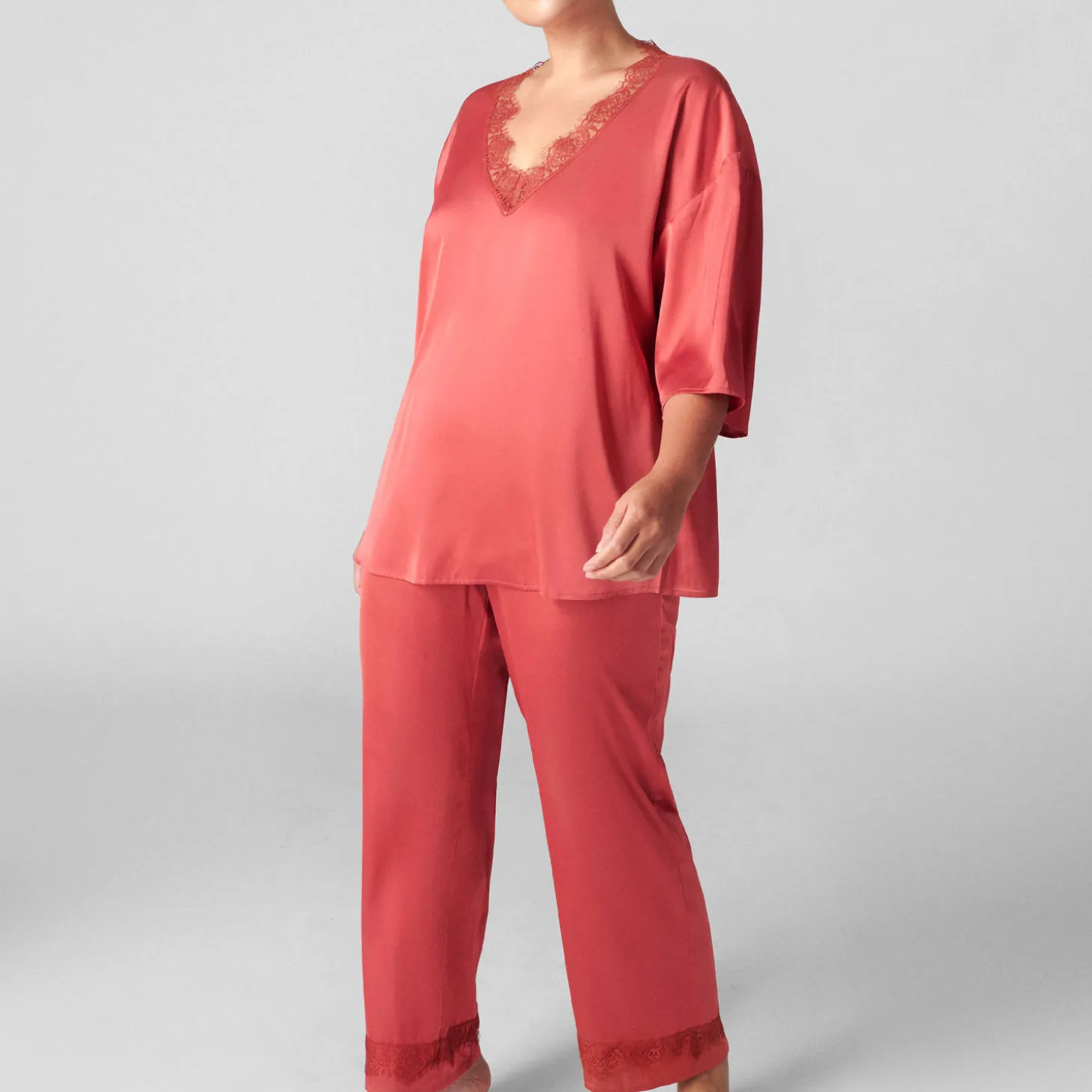 Top Manches 3/4 En Satin