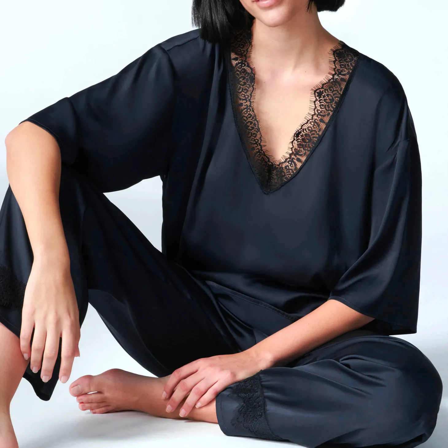 Top Manches 3/4 En Satin