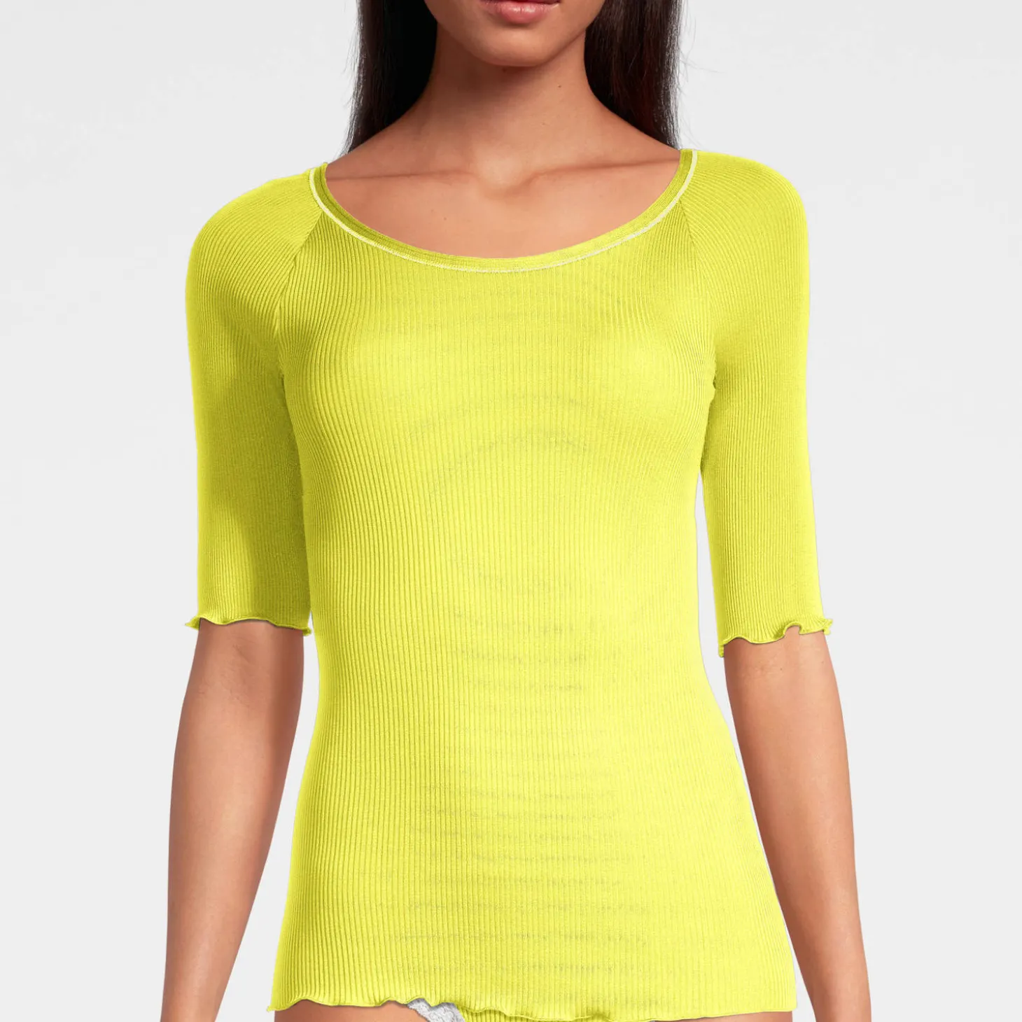 Top Manches 3/4 Fil Lurex En Coton Fil D'Ecosse
