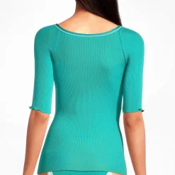 Top Manches 3/4 Fil Lurex En Coton Fil D'Ecosse